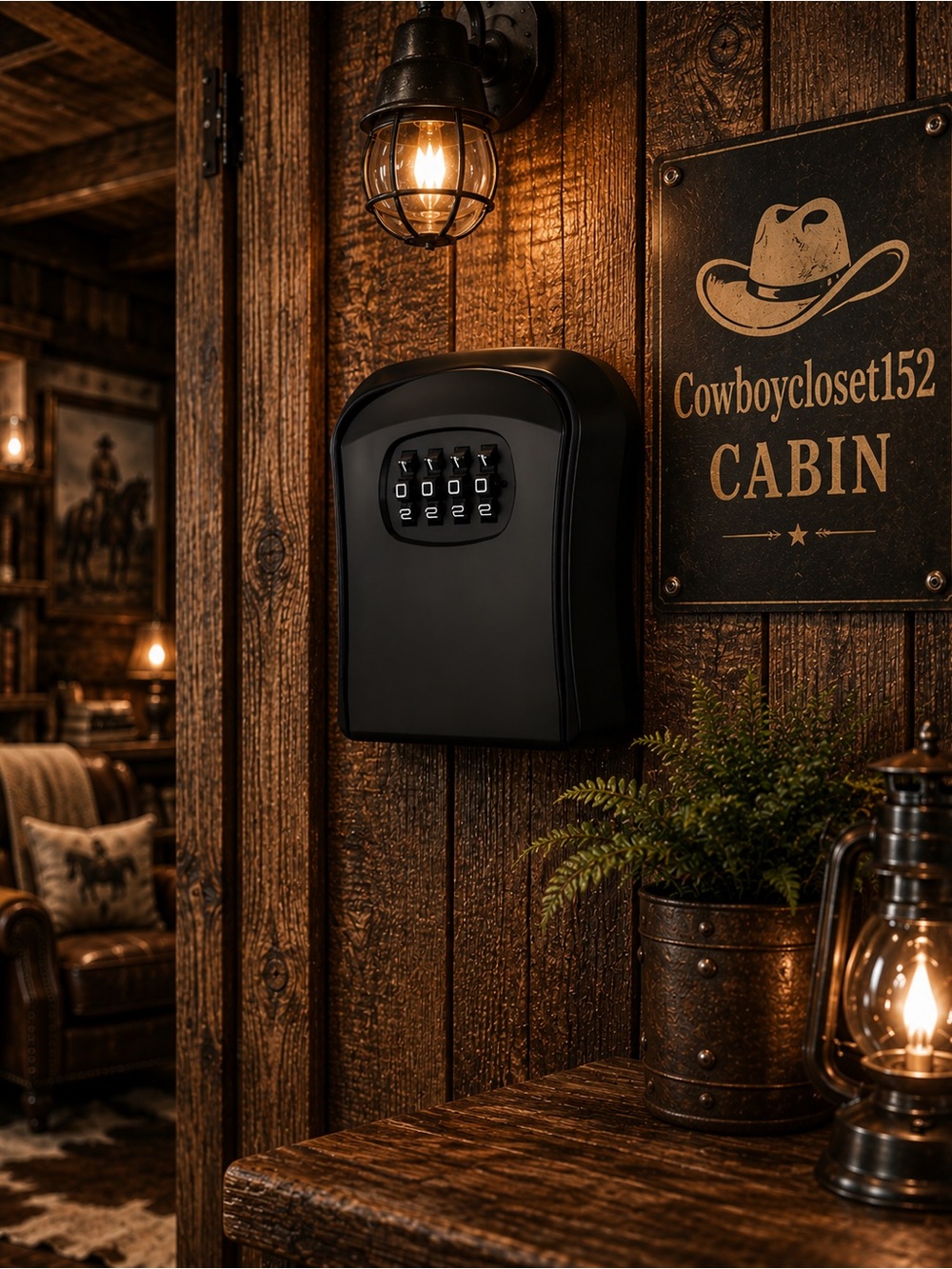 Home Security Lock Box Black 4 Dial Combination
